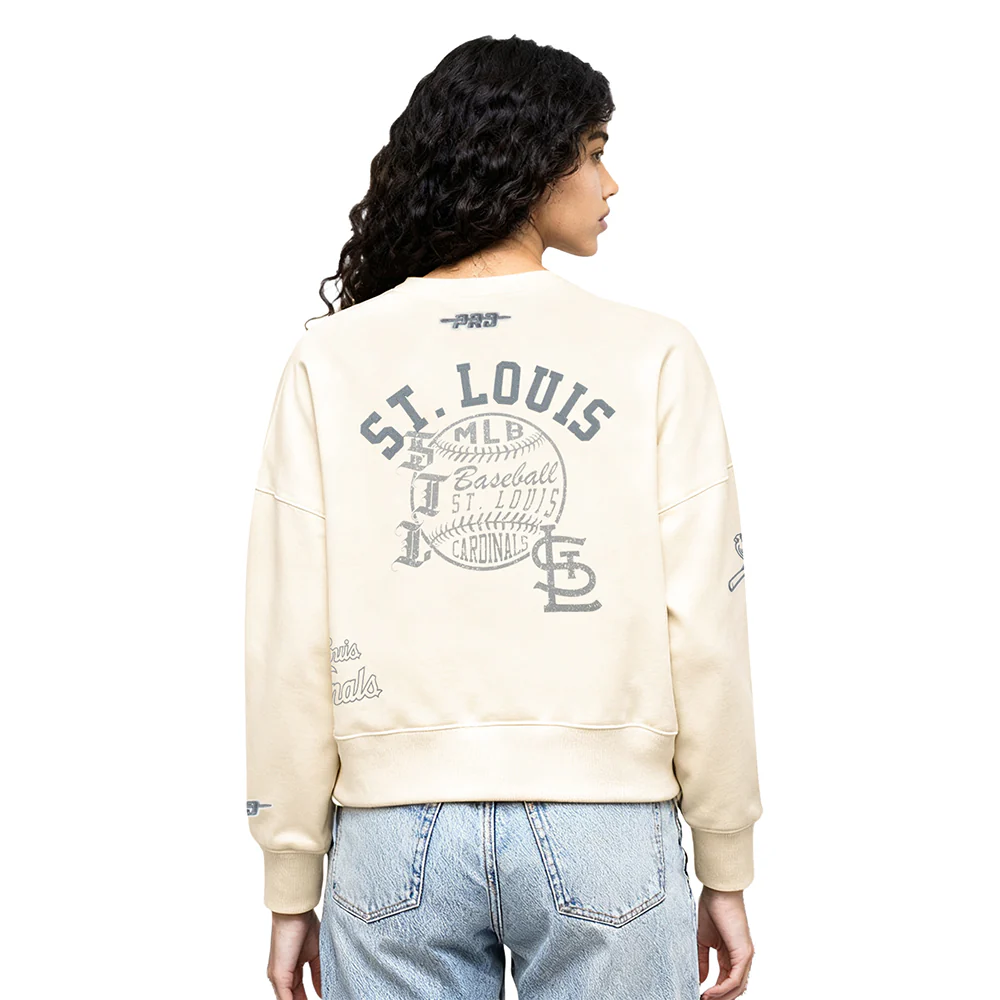 MLB ST. LOUIS CARDINALS STREET TEAM WOMEN'S FLC CREWNECK (EGGSHELL) - Image 2