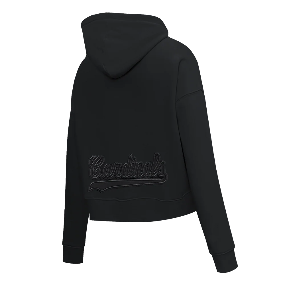 MLB ST. LOUIS CARDINALS NEUTRAL WOMEN'S CROPPED PULLOVER HOODIE (BLACK) - Image 4
