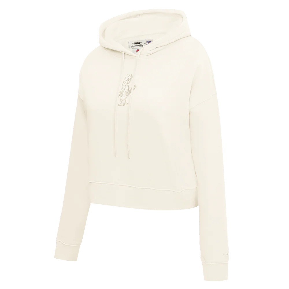 MLB ST. LOUIS CARDINALS NEUTRAL WOMEN'S CROPPED PULLOVER HOODIE (EGGSHELL) - Image 2
