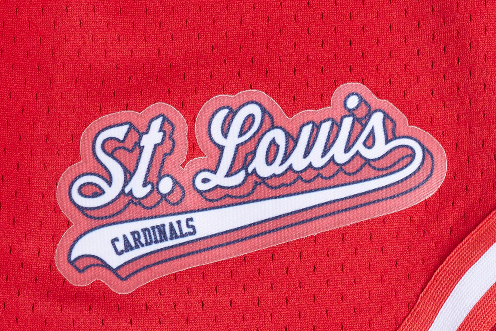 MLB ST. LOUIS CARDINALS SCRIPT TAIL WOMEN'S MESH TAPE SHORT (RED) - Image 5