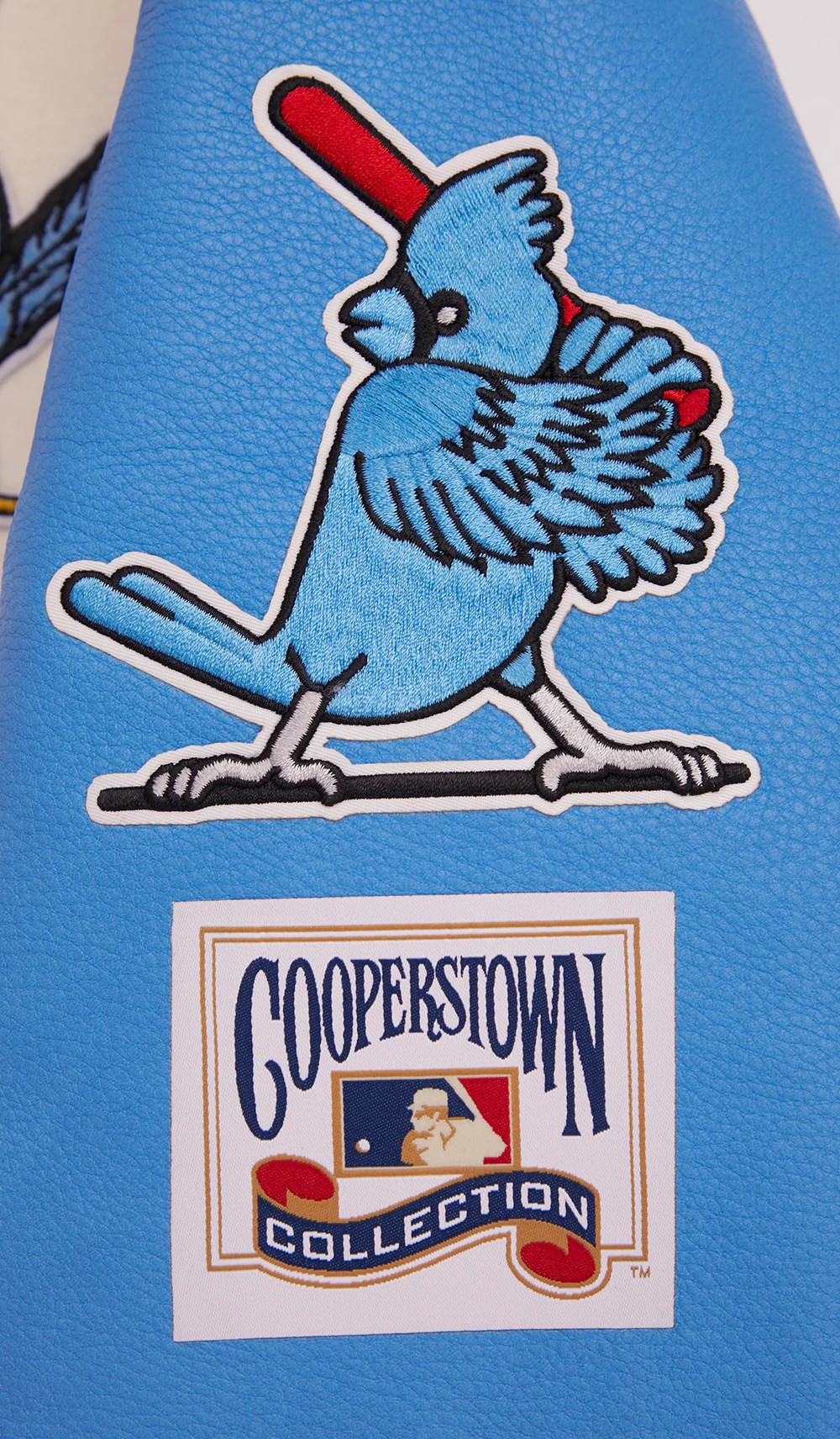MLB ST. LOUIS CARDINALS RETRO CLASSIC WOMEN'S RIB WOOL VARSITY JACKET (EGGSHELL/ UNIVERSITY BLUE) - Image 9