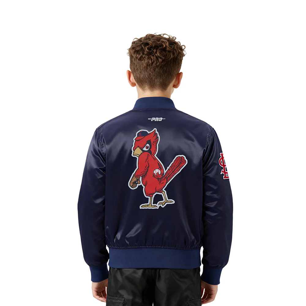 MLB ST. LOUIS CARDINALS CLASSIC CHENILLE LITTLE BOY'S SATIN JACKET (MIDNIGHT NAVY) - Image 2