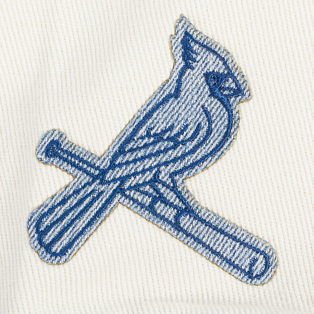 MLB ST. LOUIS CARDINALS VARSITY BLUES WOMEN'S DENIM VARSITY JACKET (DENIM/LINEN) - Image 7