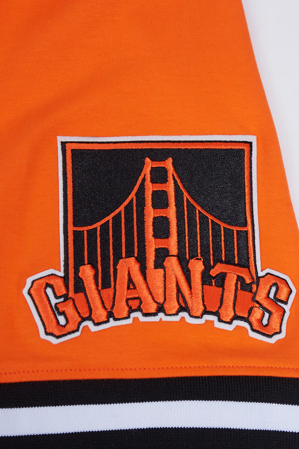 MLB SAN FRANCISCO GIANTS CLASSIC CHENILLE MEN'S DOUBLE KNIT SHORT SLEEVE PULLOVER HOODIE (ORANGE/BLACK) - Image 8