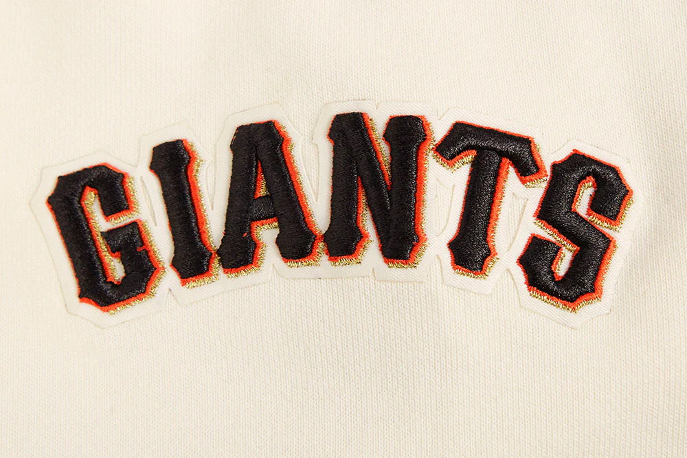 MLB SAN FRANCISCO GIANTS SCRIPT TAIL MEN'S RIB FLEECE PULLOVER HOODIE (EGGSHELL/ BLACK) - Image 7