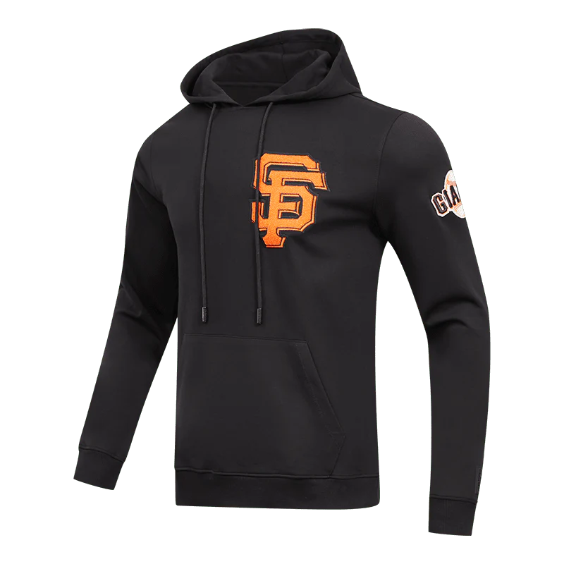 MLB SAN FRANCISCO GIANTS CLASSIC CHENILLE MEN'S PULLOVER HOODIE (BLACK) - Image 2