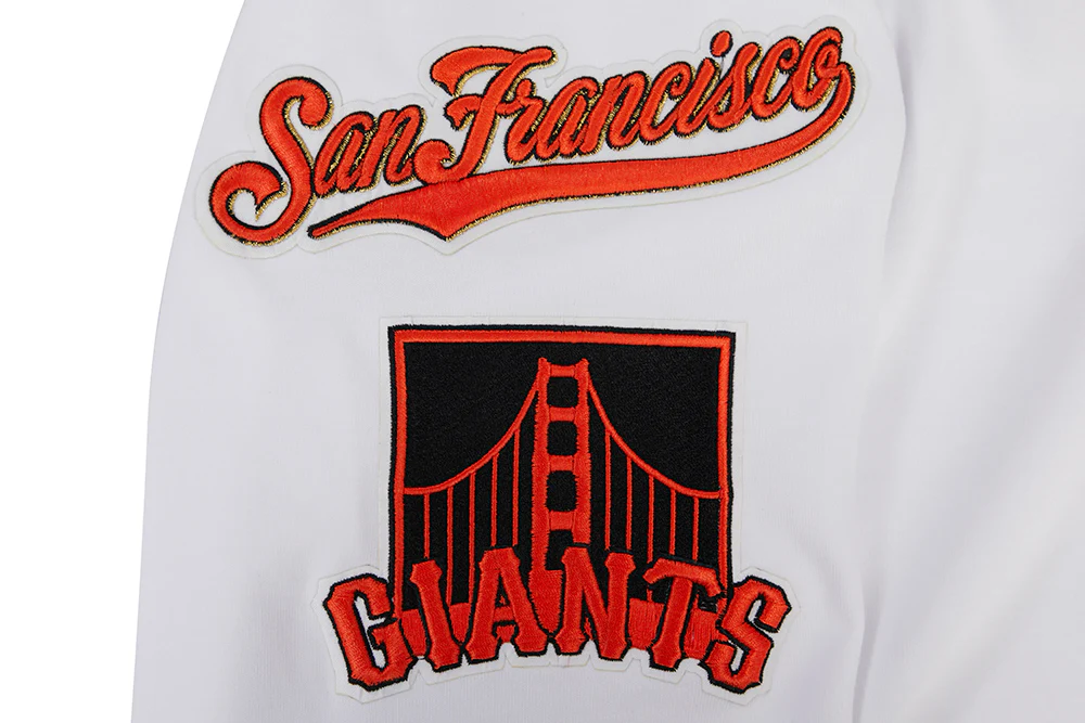 MLB SAN FRANCISCO GIANTS CLASSIC CHENILLE MEN'S FULL ZIP PULLOVER HOODIE (WHITE) - Image 5