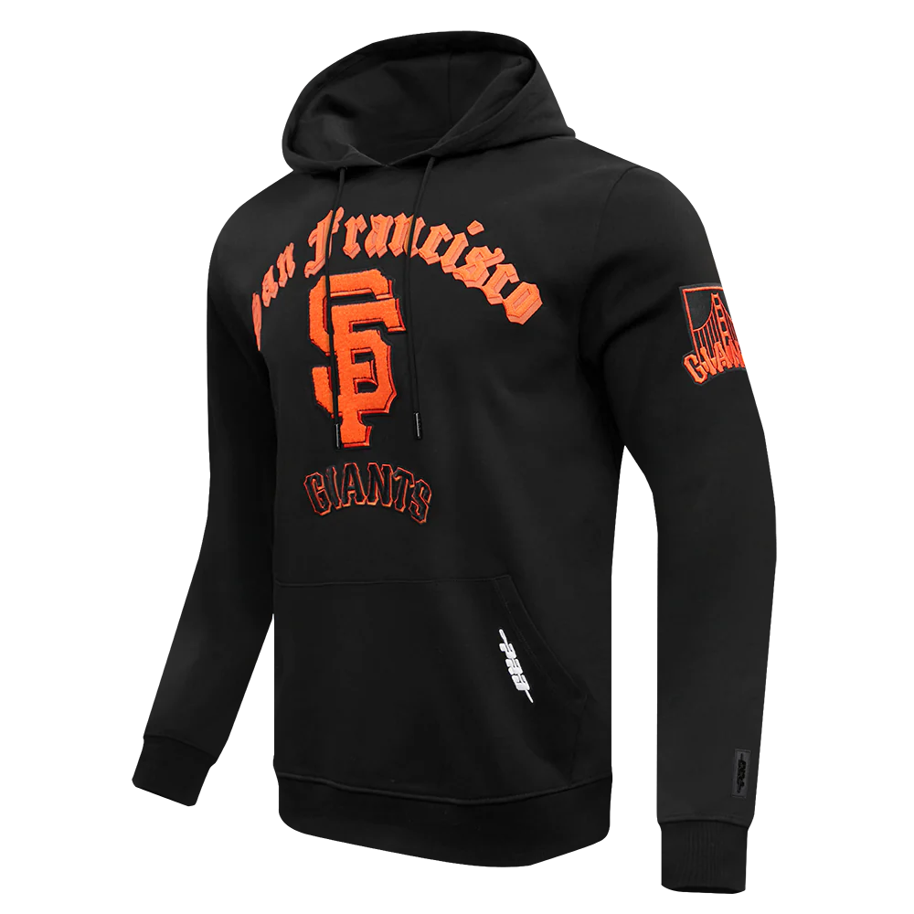 MLB SAN FRANCISCO GIANTS OLD ENGLISH MEN'S PO HOODIE (BLACK) - Image 2