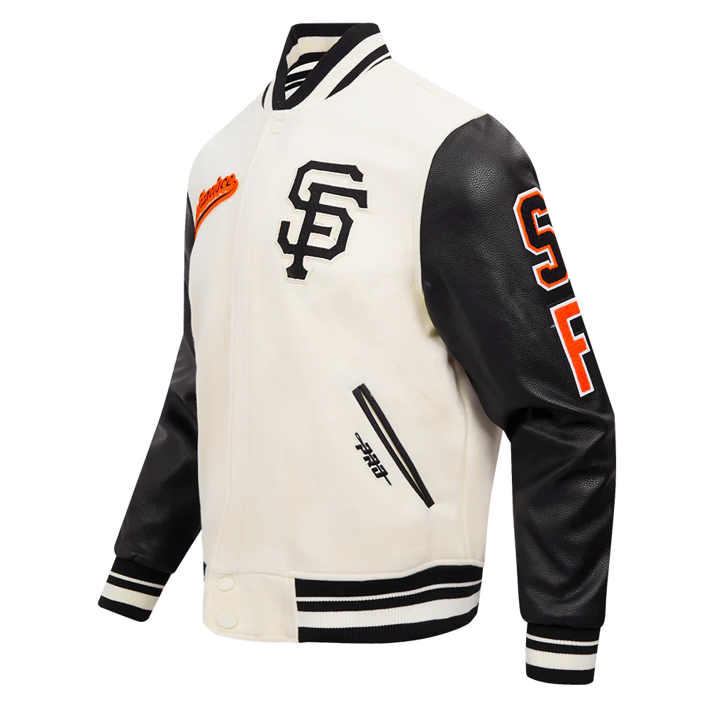 MLB SAN FRANCISCO GIANTS SCRIPT TAIL MEN'S RIB WOOL VARSITY (EGGSHELL/ BLACK) - Image 2
