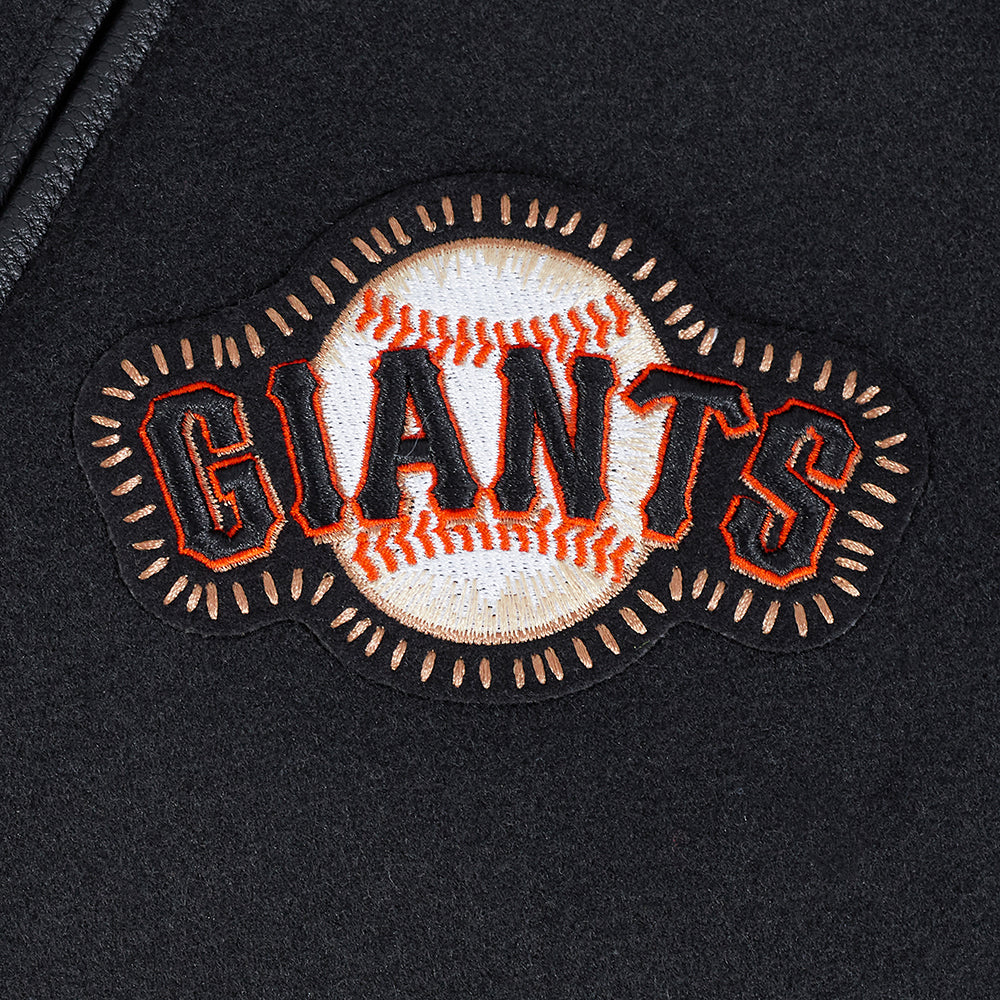MLB SAN FRANCISCO GIANTS DIY PICK STITCH MEN'S RIB WOOL VARSITY JACK (BLACK/ORANGE) - Image 5