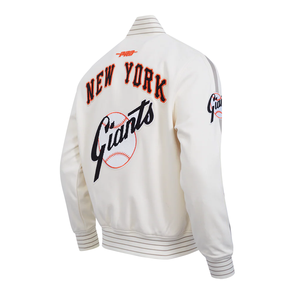 MLB SAN FRANCISCO GIANTS COOPERSTOWN LOGO PRO GAME DAY MEN'S DOUBLE KNIT JACKET (EGGSHELL/TAUPE/EGGSHELL) - Image 4