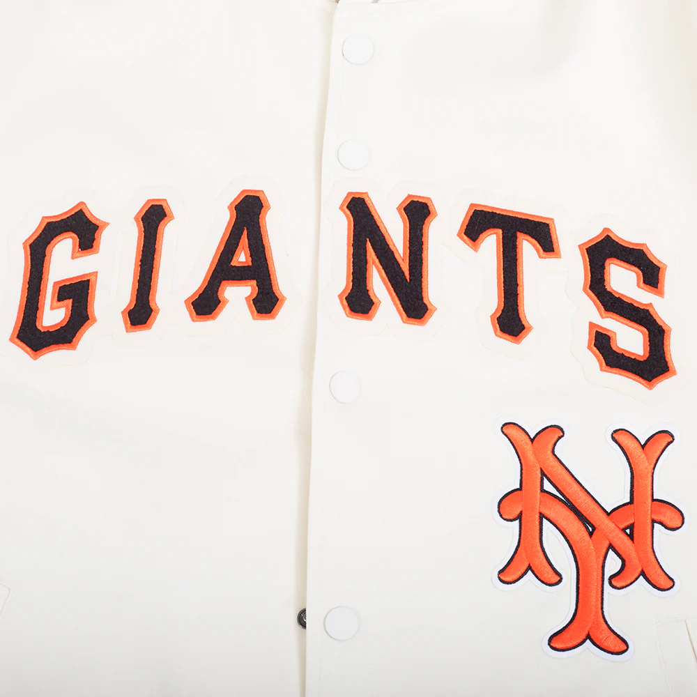 MLB SAN FRANCISCO GIANTS COOPERSTOWN LOGO PRO GAME DAY MEN'S DOUBLE KNIT JACKET (EGGSHELL/TAUPE/EGGSHELL) - Image 5
