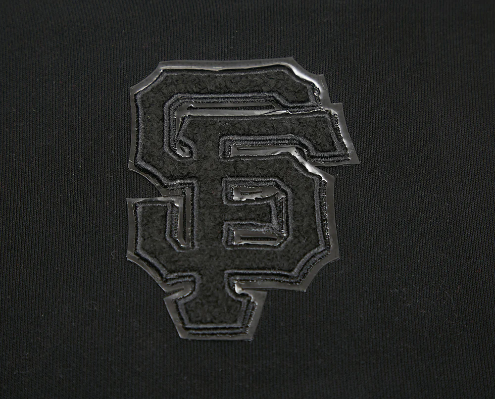 MLB SAN FRANCISCO GIANTS TRIPLE BLACK WOMEN'S CROPPED PULLOVER HOODIE (TRIPLE BLACK) - Image 5