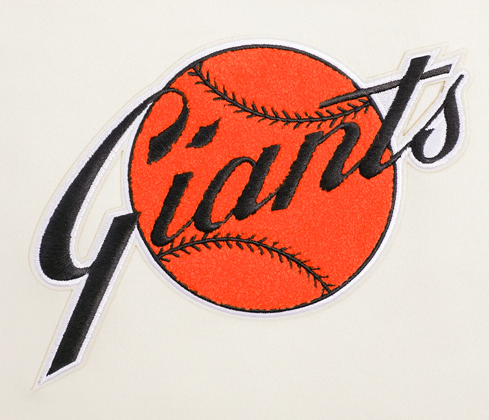 MLB SAN FRANCISCO GIANTS RETRO CLASSIC WOMEN'S CROPPED PULLOVER HOODIE (EGGSHELL/ BLACK) - Image 5