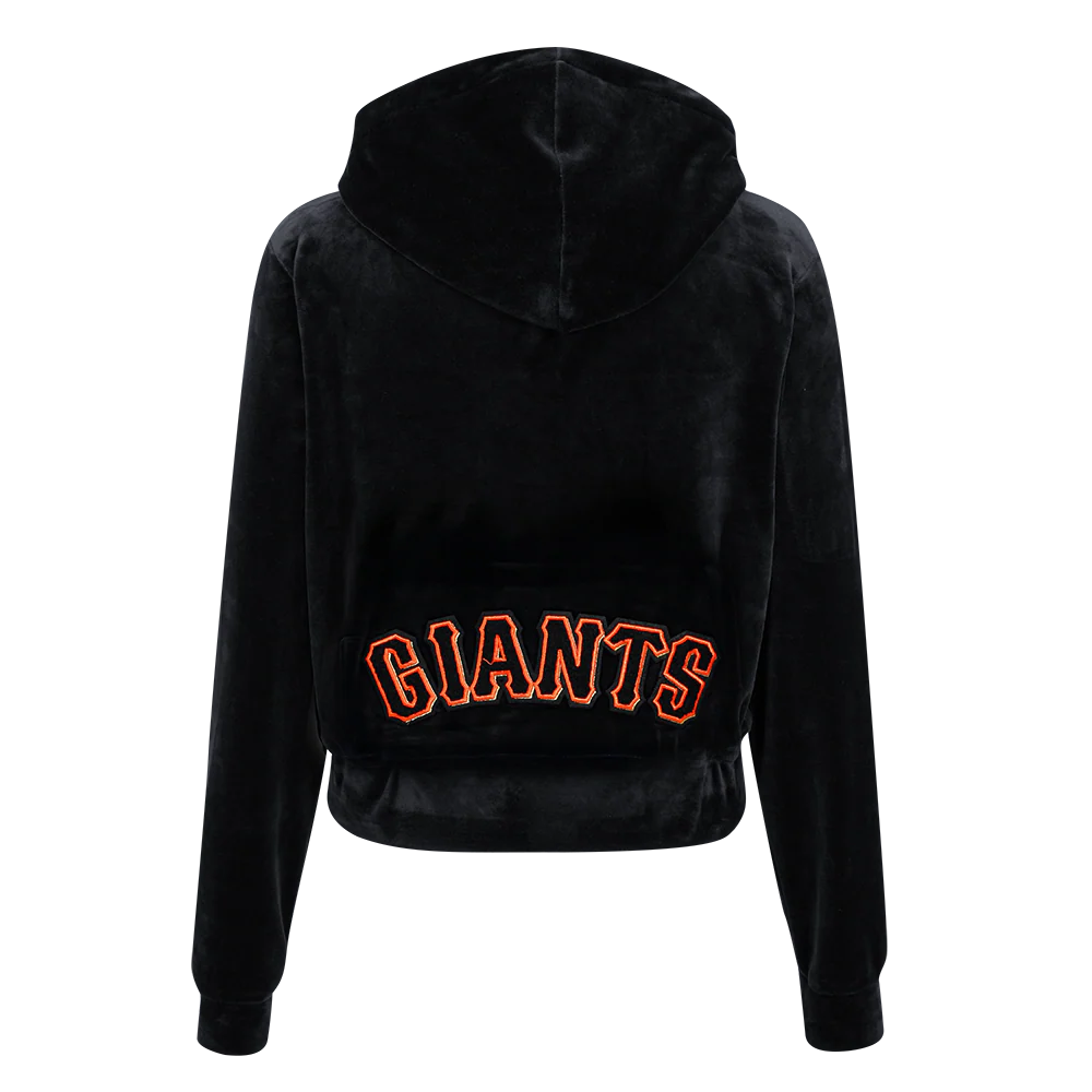 MLB SAN FRANCISCO GIANTS CLASSIC WOMEN'S VELOUR FULL ZIP PULLOVER HOODIE (BLACK) - Image 3