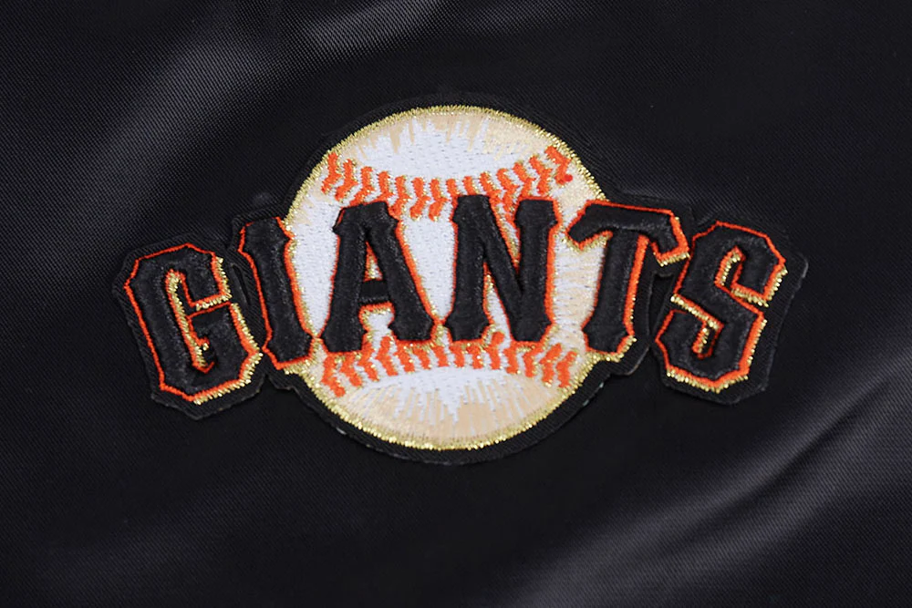 MLB SAN FRANCISCO GIANTS SCRIPT TAIL WOMEN'S SATIN JACKET (BLACK/ORANGE) - Image 5