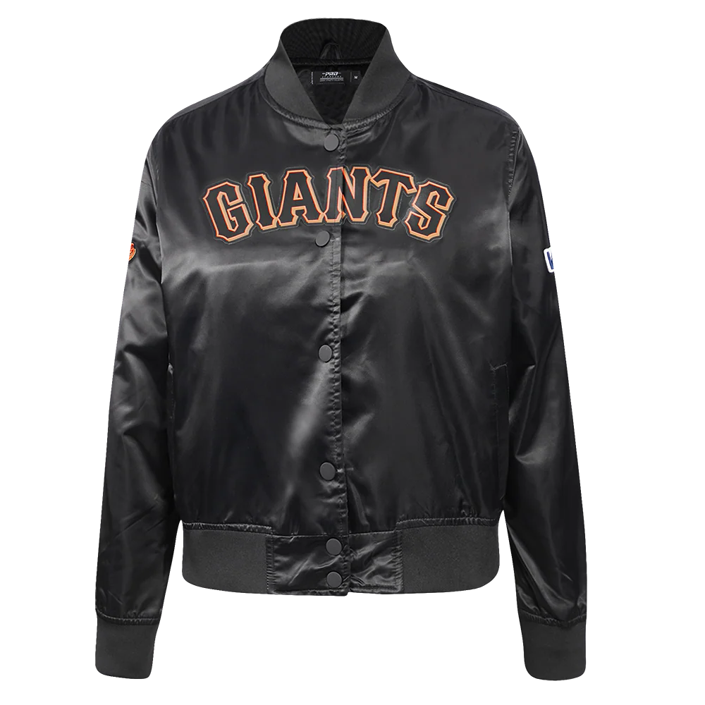 MLB SAN FRANCISCO GIANTS CLASSIC WOMEN'S SATIN JACKET (BLACK)