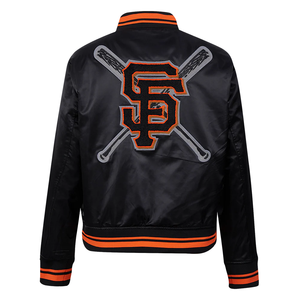 MLB SAN FRANCISCO GIANTS MASHUP WOMEN'S RIB SATIN JACKET (BLACK/ORANGE) - Image 4