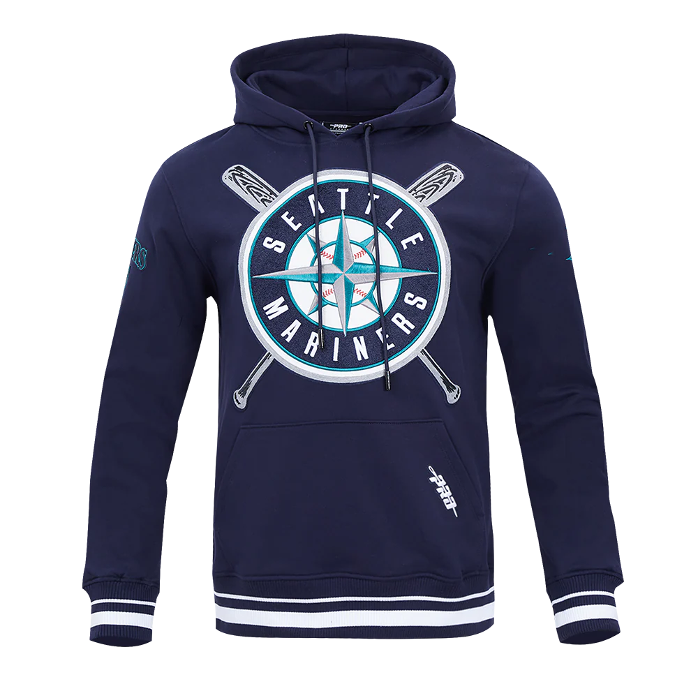MLB SEATTLE MARINERS MASHUP MEN'S RIB PULLOVER HOODIE (MIDNIGHT NAVY)