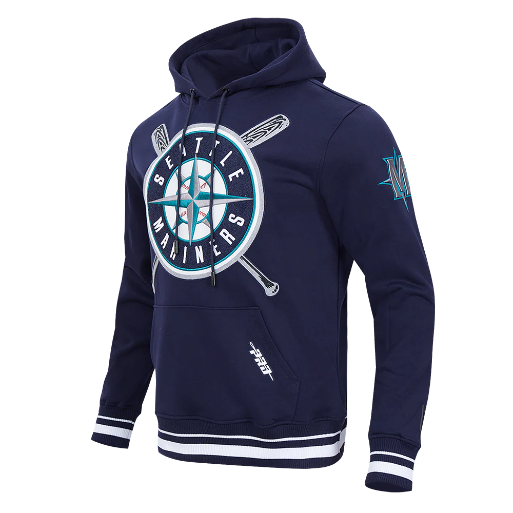 MLB SEATTLE MARINERS MASHUP MEN'S RIB PULLOVER HOODIE (MIDNIGHT NAVY) - Image 2