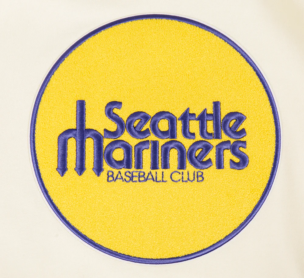 MLB SEATTLE MARINERS RETRO CLASSIC MEN'S RIB PULLOVER HOODIE (EGGSHELL/ ROYAL BLUE) - Image 5