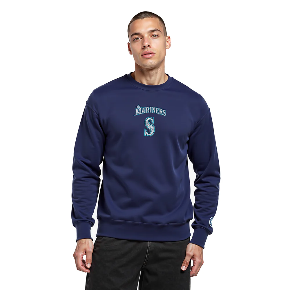 MLB SEATTLE MARINERS WINGSPAN MEN'S DROP SHOULDER FLC CREWNECK (MIDNIGHT NAVY) - Image 2