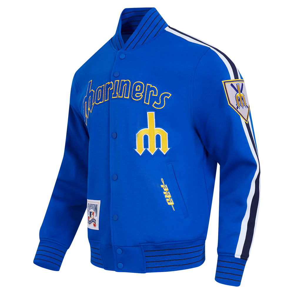 MLB SEATTLE MARINERS COOPERSTOWN LOGO PRO GAME DAY MEN'S DOUBLE KNIT JACKET (ROYAL BLUE/WHTE/MIDNIGHT NAVY) - Image 2