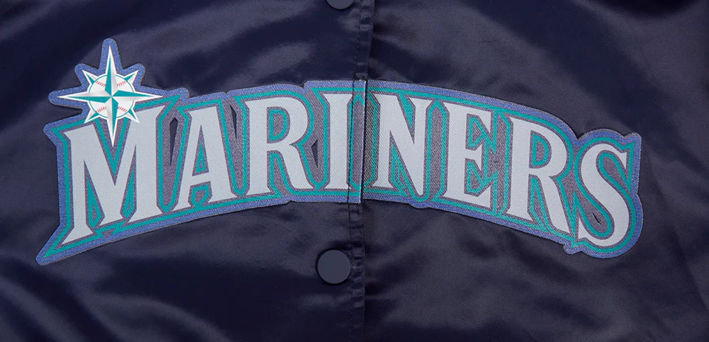 MLB SEATTLE MARINERS CLASSIC WOMEN'S SATIN JACKET (MIDNIGHT NAVY) - Image 5