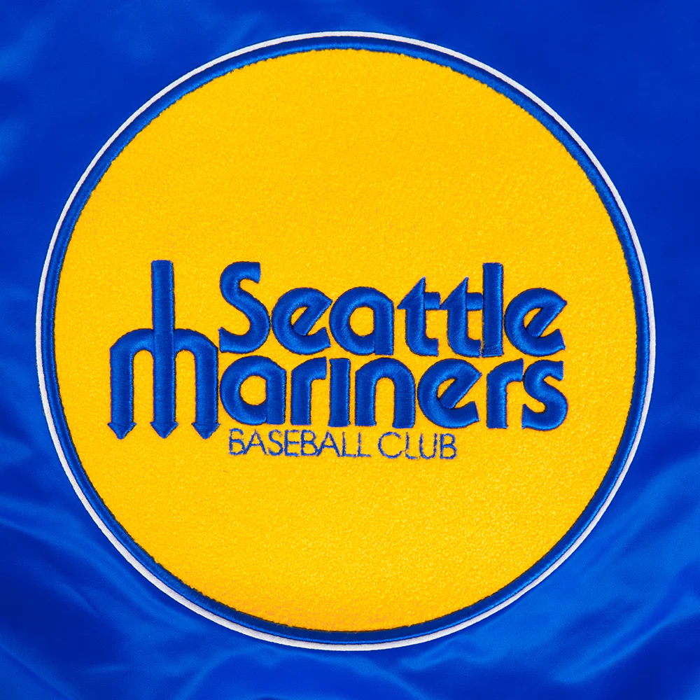 MLB SEATTLE MARINERS RETRO CLASSIC WOMEN'S RIB SATIN JACKET (ROYAL BLUE) - Image 7