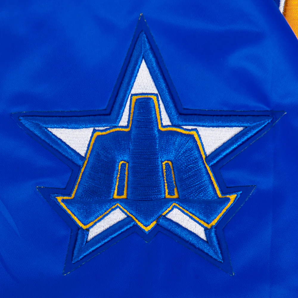 MLB SEATTLE MARINERS RETRO CLASSIC WOMEN'S RIB SATIN JACKET (ROYAL BLUE) - Image 8