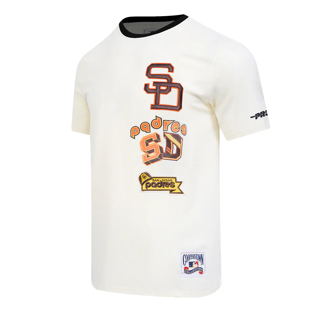 MLB SAN DIEGO PADRES RETRO CASCADE MEN'S RINGER TOP (EGGSHELL/ BLACK) - Image 2