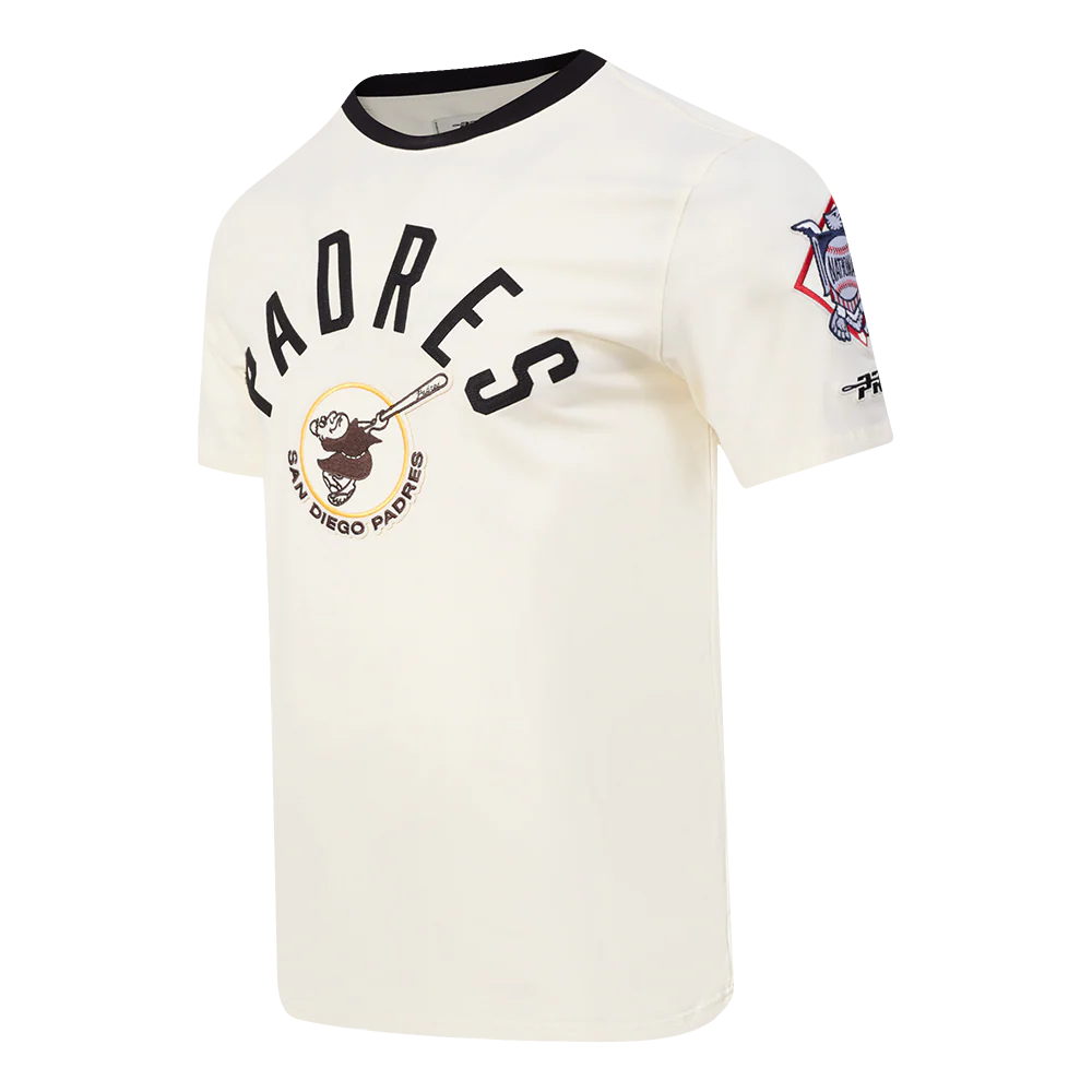 MLB SAN DIEGO PADRES MODERN ORIGINALS MEN'S RINGER TEE (EGGSHELL/ BLACK) - Image 5