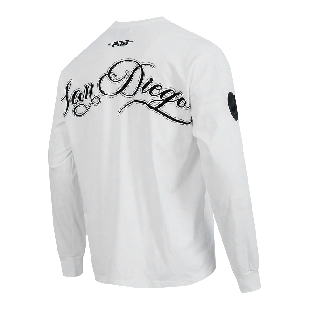 MLB SAN DIEGO PADRES BLACKOUT MEN'S DROP SHOULDER LS TOP (WHITE) - Image 4