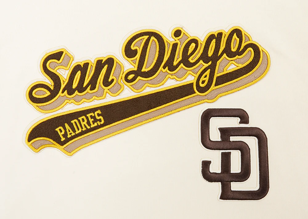 MLB SAN DIEGO PADRES SCRIPT TAIL MEN'S RIB FLEECE PULLOVER HOODIE (EGGSHELL/ BROWN) - Image 7