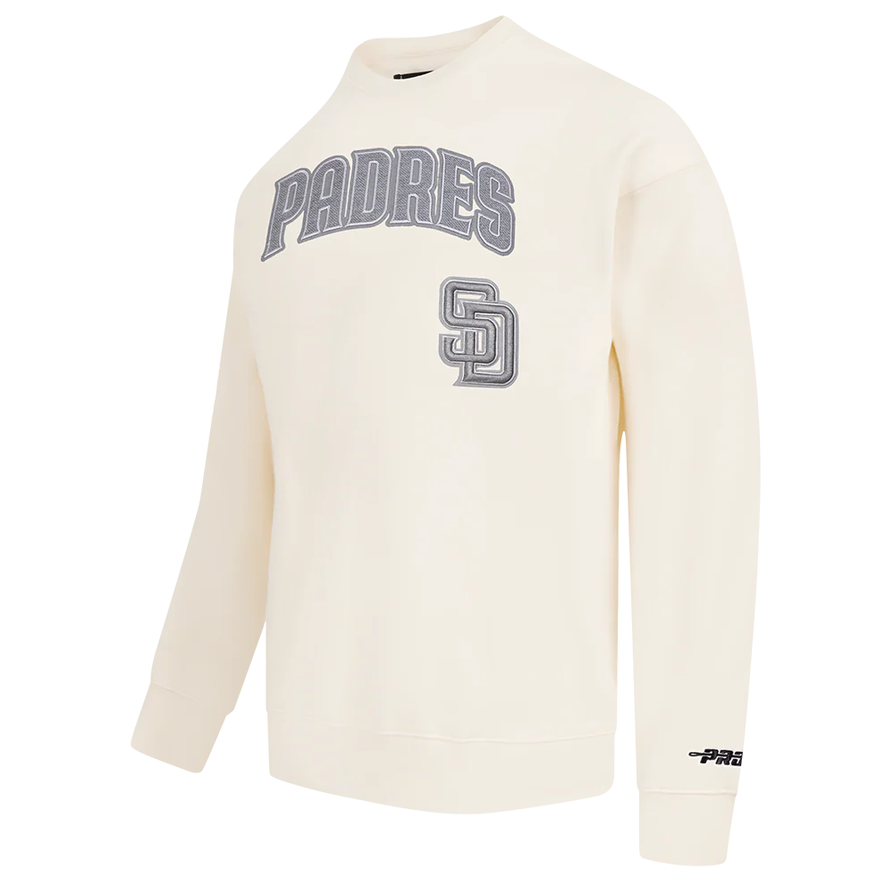MLB SAN DIEGO PADRES REVERSE FRENCH TERRY MEN'S DROP SHOULDER FLEECE CREWNECK (EGGSHELL) - Image 4