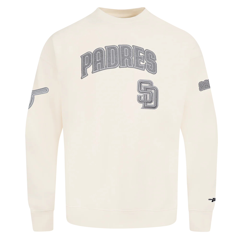 MLB SAN DIEGO PADRES REVERSE FRENCH TERRY MEN'S DROP SHOULDER FLEECE CREWNECK (EGGSHELL) - Image 5