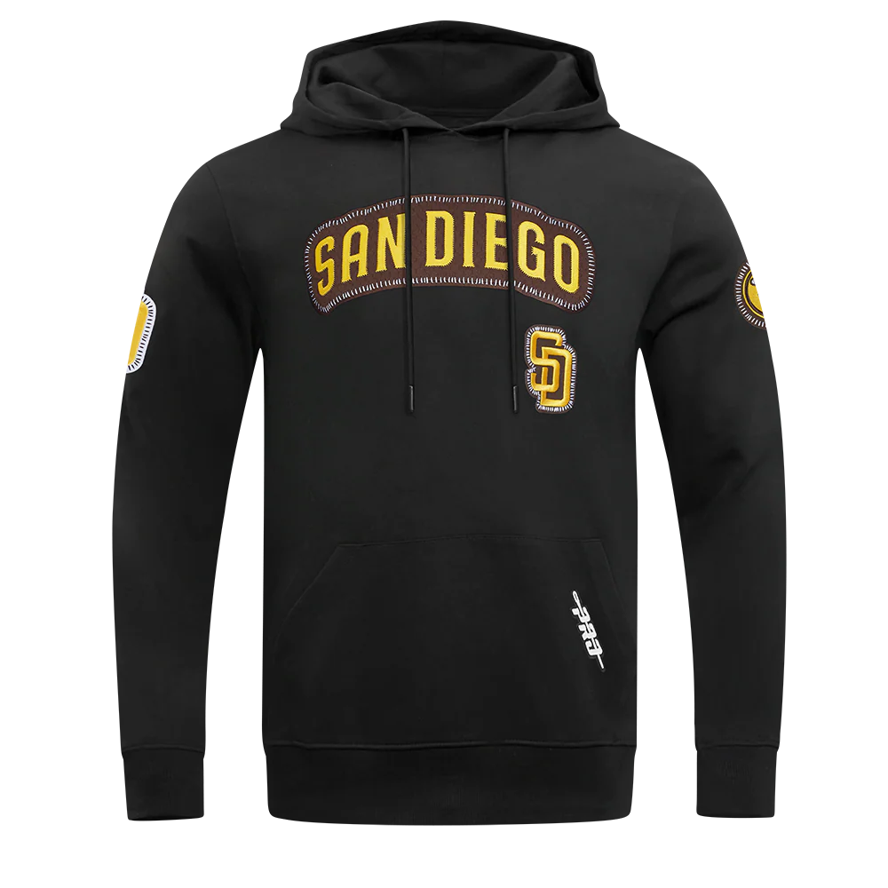 MLB SAN DIEGO PADRES DIY PICK STITCH MEN'S DOUBLE KNIT PULLOVER HOODIE (BLACK) - Image 3