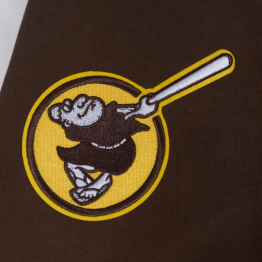 MLB SAN DIEGO PADRES TEAM BADGE MEN'S RIB FLC PO HOODIE (BROWN) - Image 7