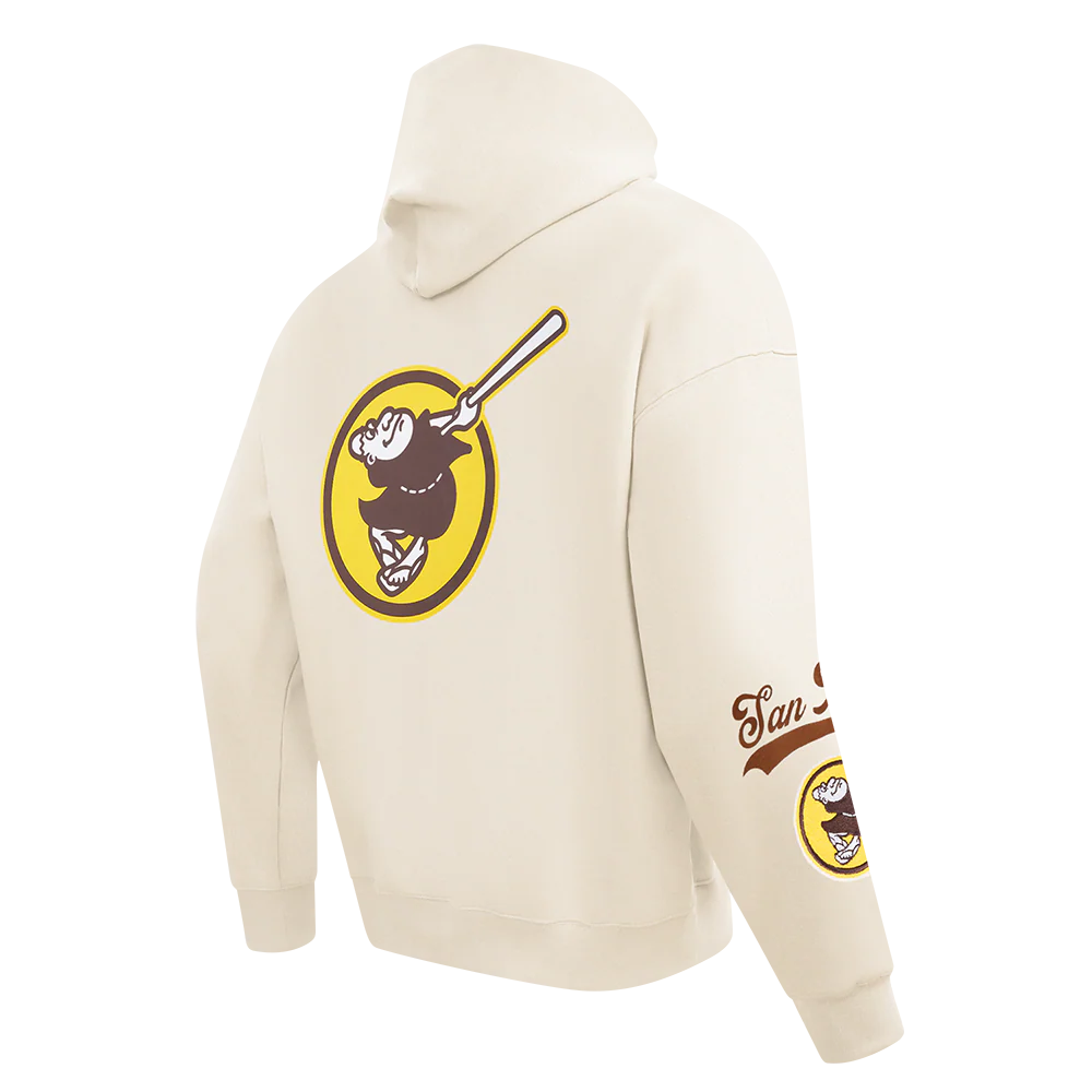 MLB SAN DIEGO PADRES LIVING LARGE MEN'S DROP SHOULDER FLC PO HOODIE (EGGSHELL) - Image 4