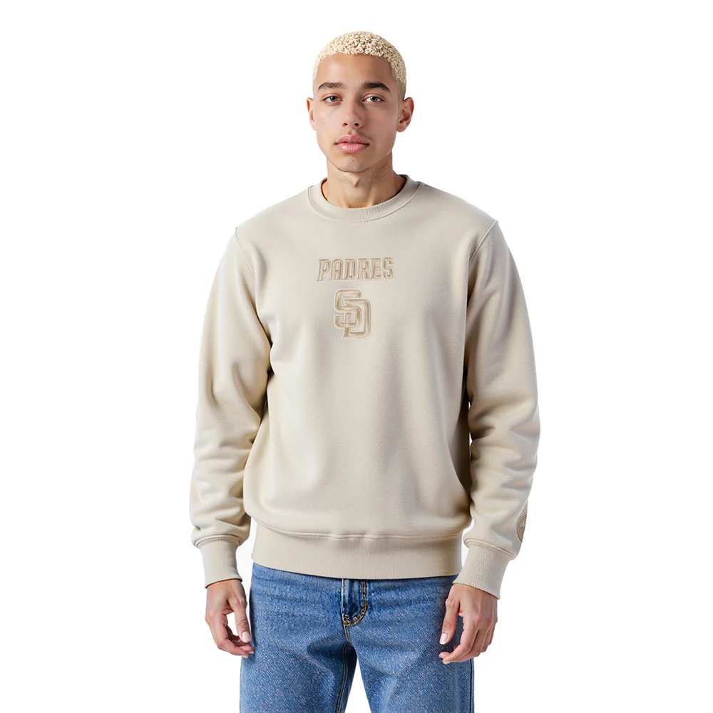 MLB SAN DIEGO PADRES WINGSPAN MEN'S DROP SHOULDER FLC CREWNECK (TAUPE) - Image 2