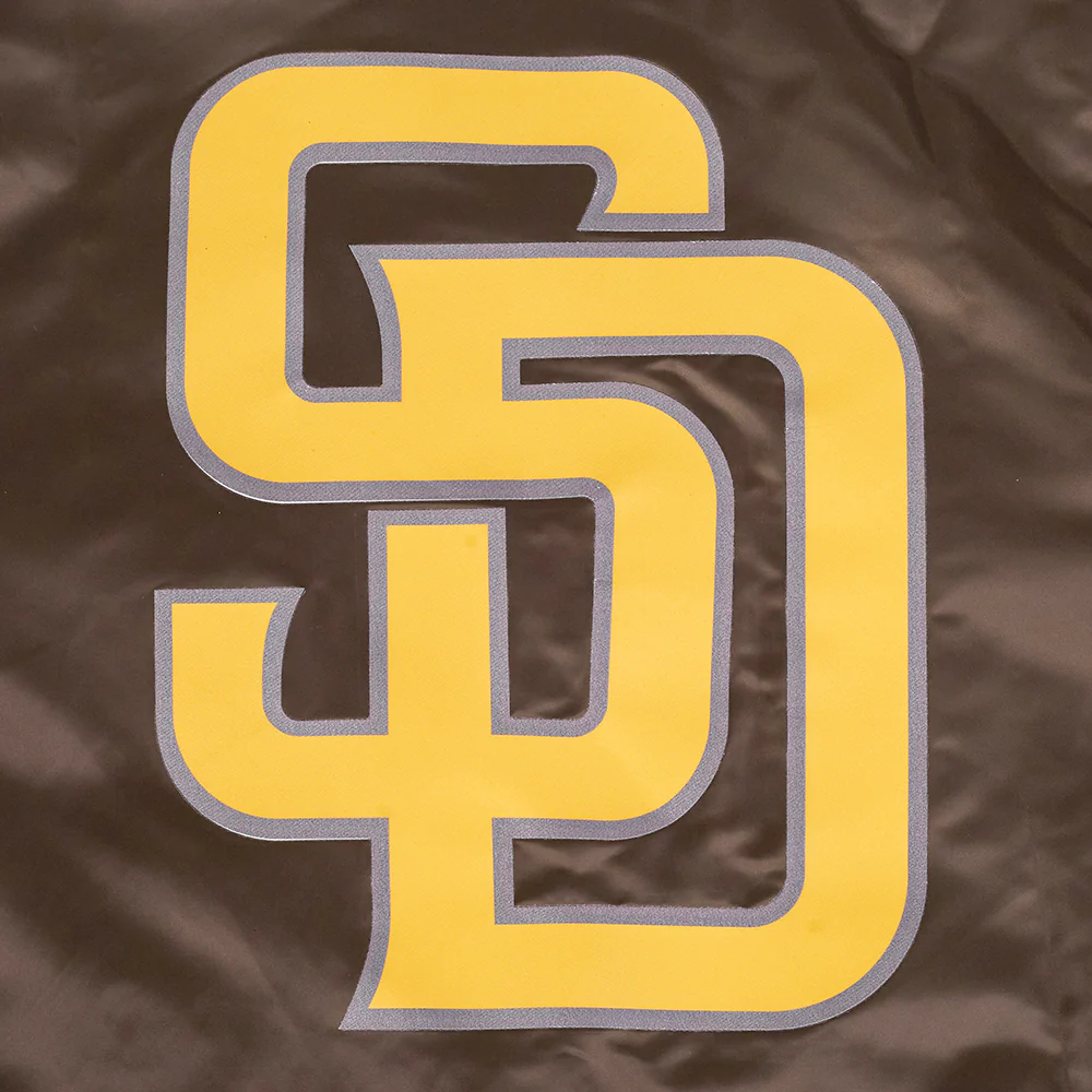 MLB SAN DIEGO PADRES SCRIPT TAIL MEN'S SATIN JACKET (BROWN) - Image 8