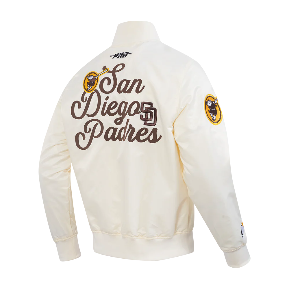 MLB SAN DIEGO PADRES SOUVENIR MEN'S SATIN JACKET (EGGSHELL) - Image 4