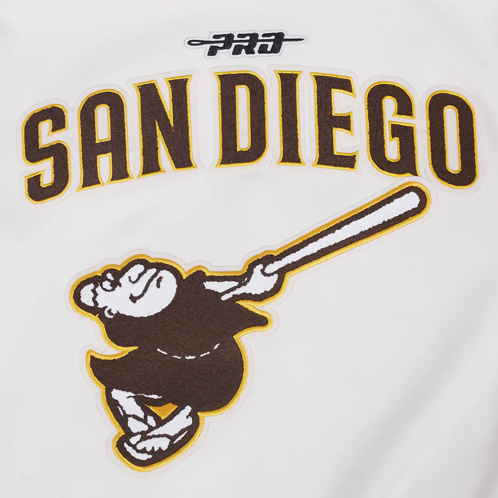 MLB SAN DIEGO PADRES CURRENT LOGO PRO GAME DAY MEN'S DOUBLE KNIT JACKET (EGGSHELL/TAUPE/EGGSHELL) - Image 8