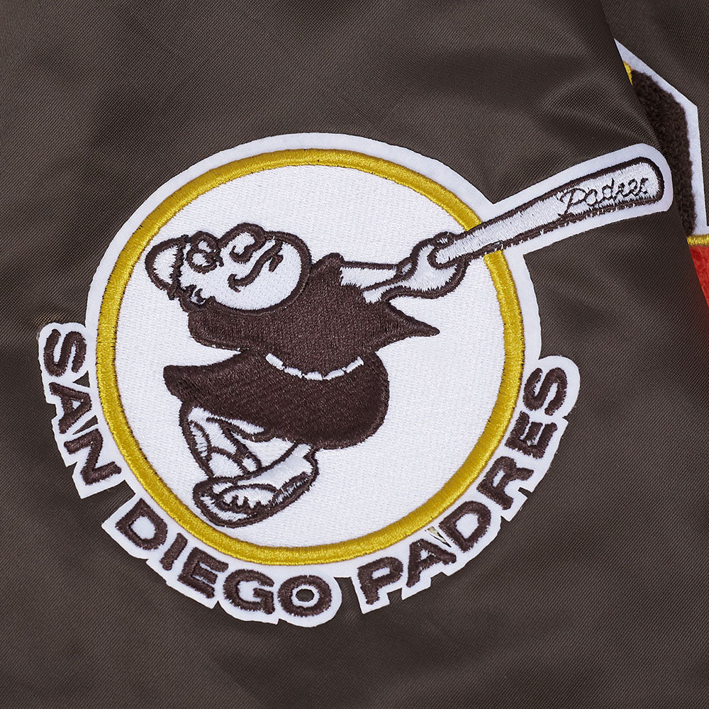 MLB SAN DIEGO PADRES BEST OF MEN'S RIB SATIN JACKET (BROWN) - Image 5