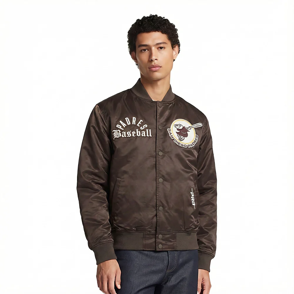 MLB SAN DIEGO PADRES MODERN ORIGINALS MEN'S SATIN JACKET (BROWN)