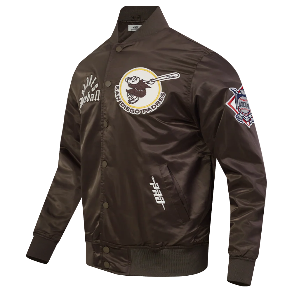MLB SAN DIEGO PADRES MODERN ORIGINALS MEN'S SATIN JACKET (BROWN) - Image 4