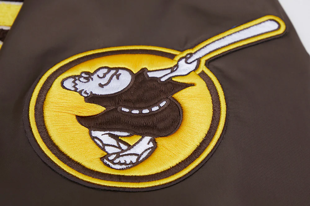 MLB SAN DIEGO PADRES MASHUP MEN'S RIB SATIN JACKET (BROWN) - Image 10