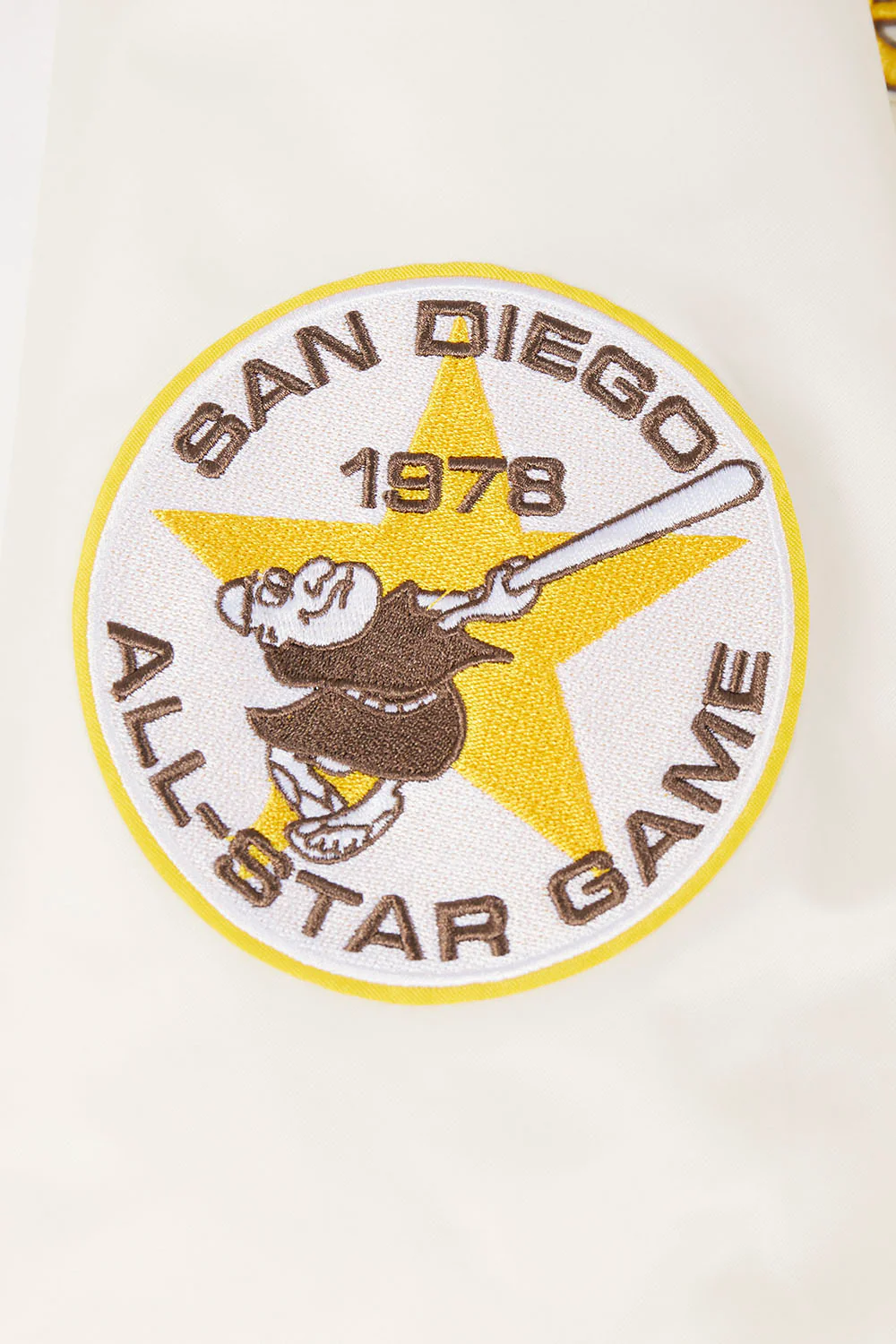 MLB SAN DIEGO PADRES RETRO CLASSIC MEN'S RIB SATIN JACKET (EGGSHELL/BLACK) - Image 6