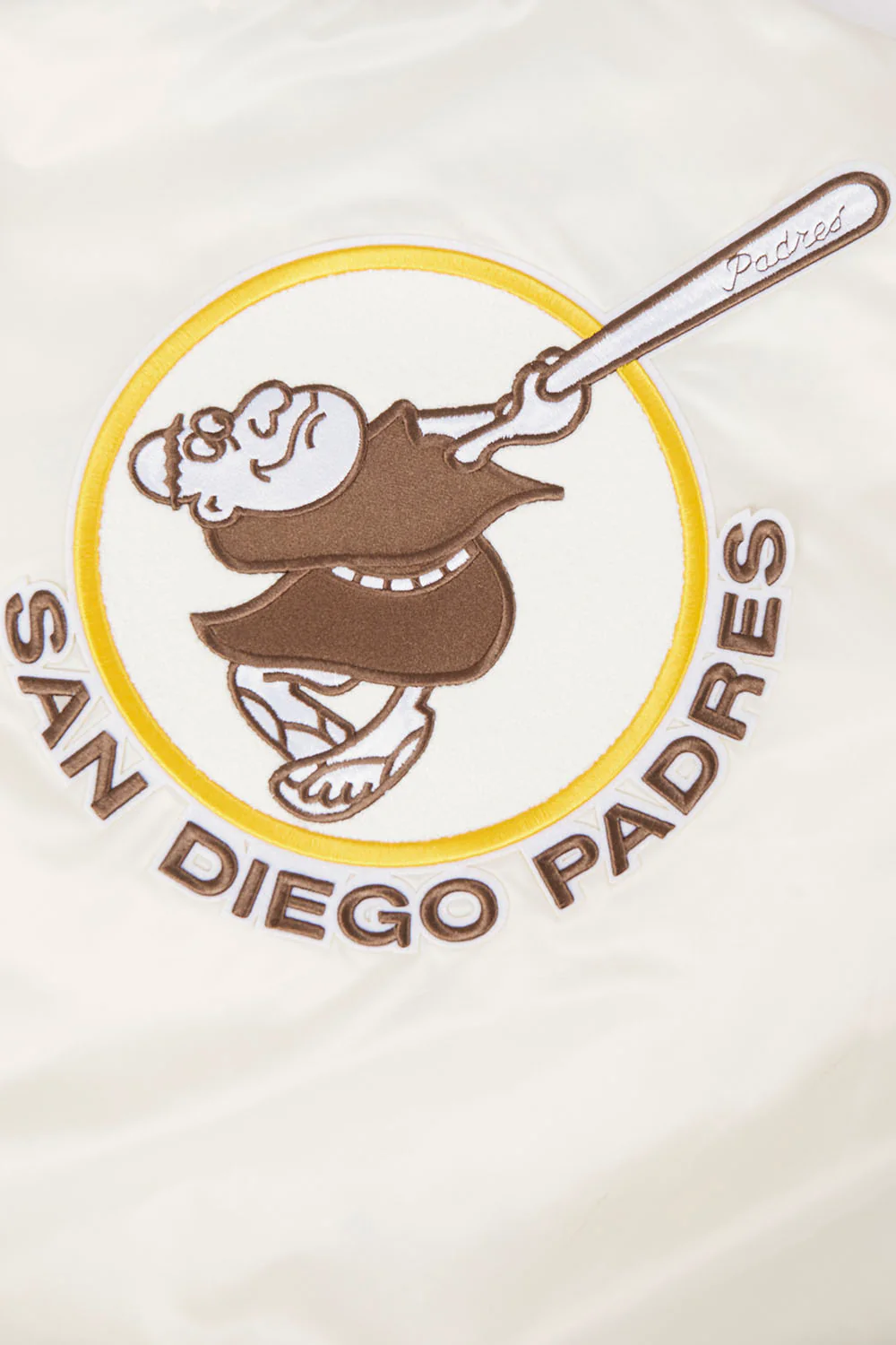 MLB SAN DIEGO PADRES RETRO CLASSIC MEN'S RIB SATIN JACKET (EGGSHELL/BLACK) - Image 8