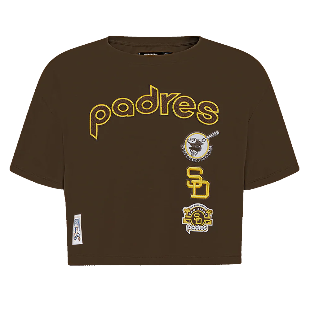 MLB SAN DIEGO PADRES RETRO CLASSIC WOMEN'S BOXY TOP (BROWN)
